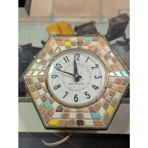 Vintage 1950's MCM General Electric G.E. 8" Mosaic Tile Wall Clock Model 2116 A